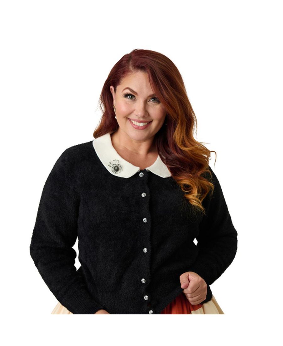 

Женский вязаный кардиган с воротником Unique Vintage, Black