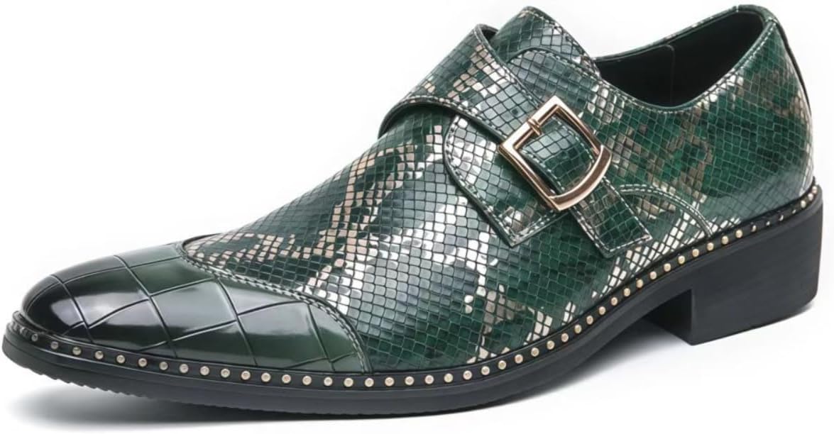 

Классические мужские кожаные туфли, роскошные слипоны с принтом и матовой пряжкой, пенни-туфли для мужчин Niairke, зеленый