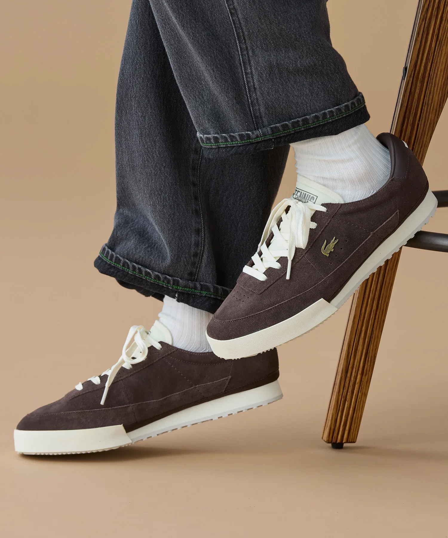 Мужские кроссовки из замши LACOSTE AURA 225 тёмно-коричневые