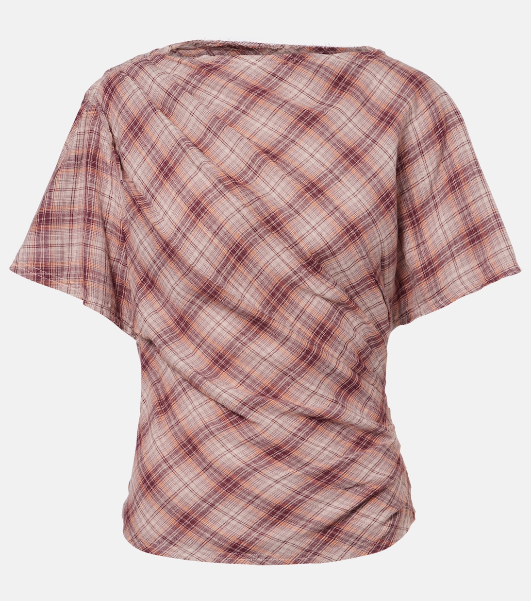 

Футболка из хлопка в клетку Neyela Marant Etoile, Rosewood