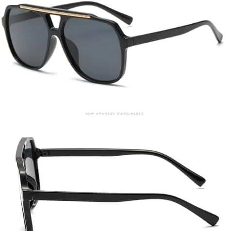 

Модные солнцезащитные очки в стиле ретро с двойным лучом, солнцезащитные очки Ocean Sheet с защитой от УФ-излучения, простой повседневный стиль MTZJH, Black Champagne