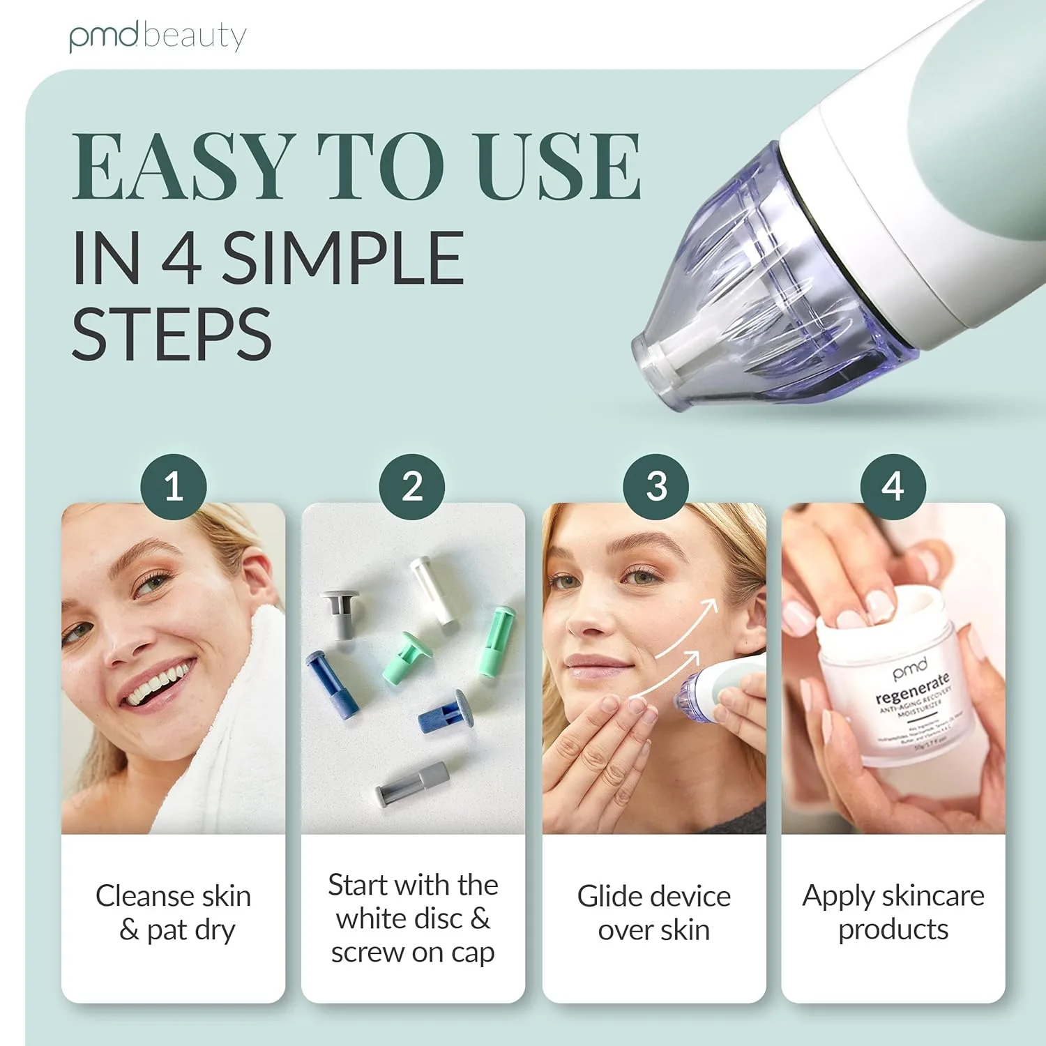 PMD Beauty Personal Microderm Classic - Набор для домашнего использования, инструмент для отшелушивания кожи лица, микродермабразия для ухода за кожей лица и тела., Grey — фото 4