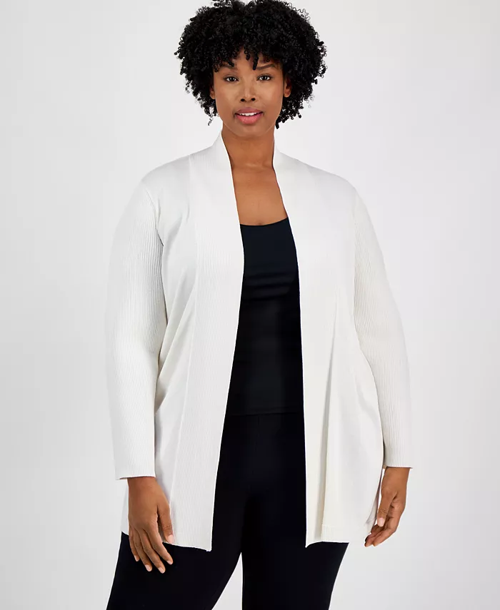 

Кардиган с длинными рукавами и открытой полой Sonoma Plus Size Anne Klein, белый