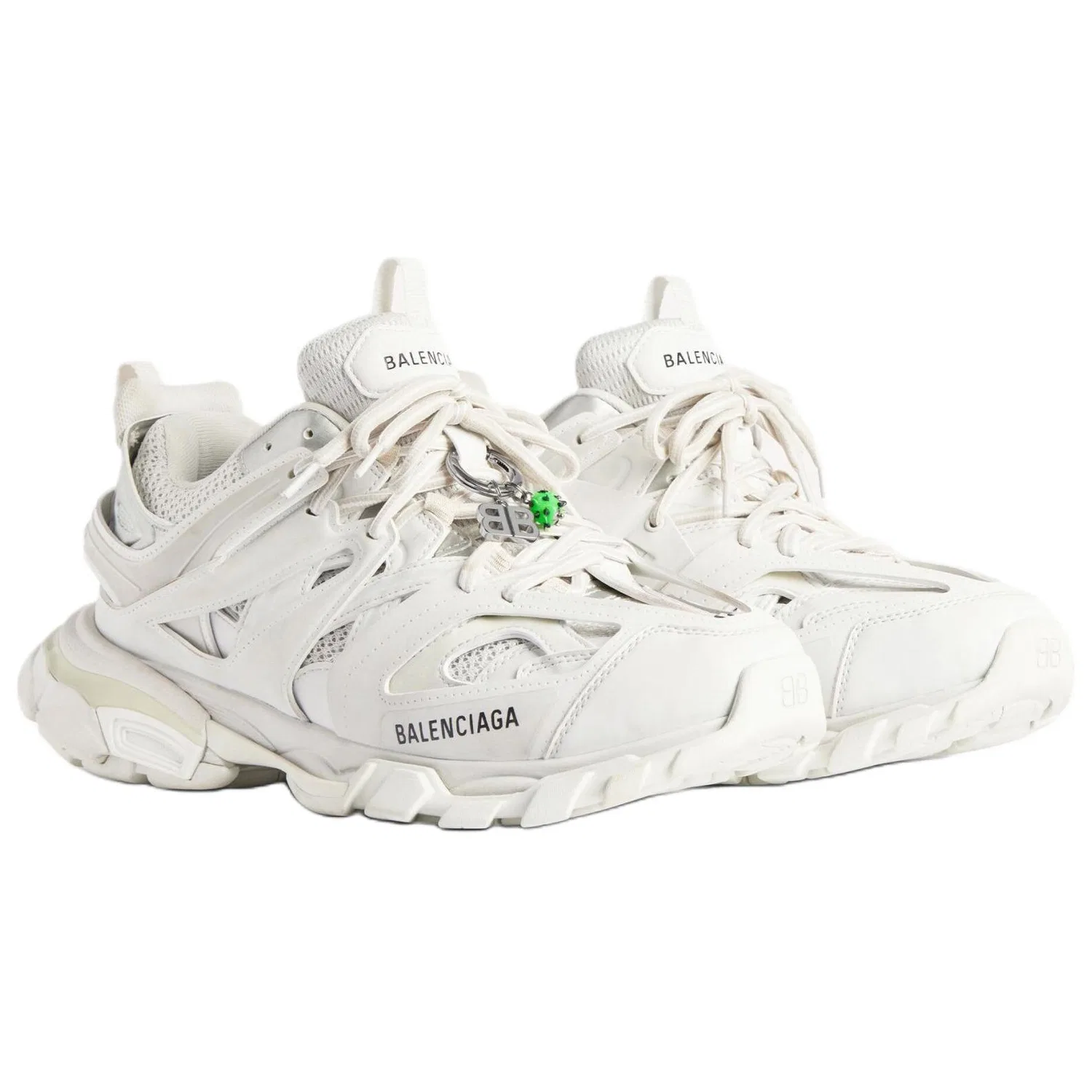 Кроссовки на шнуровке Balenciaga Track Charms белые — фото 4