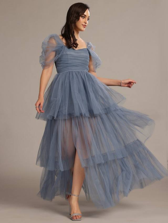 

Сиднейское платье макси с открытыми плечами и ярусами из тюля Lace & Beads, Dusty Blue