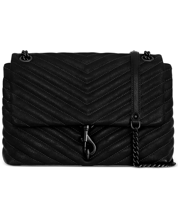 

Сумка через плечо Edie Medium с кожаным клапаном Rebecca Minkoff, черный