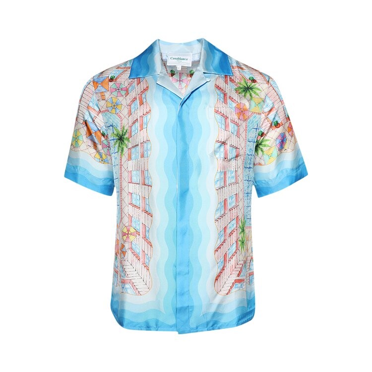 

Рубашка Casablanca Cuban Collar Short-Sleeve Shirt, цвет Le Plongeon
