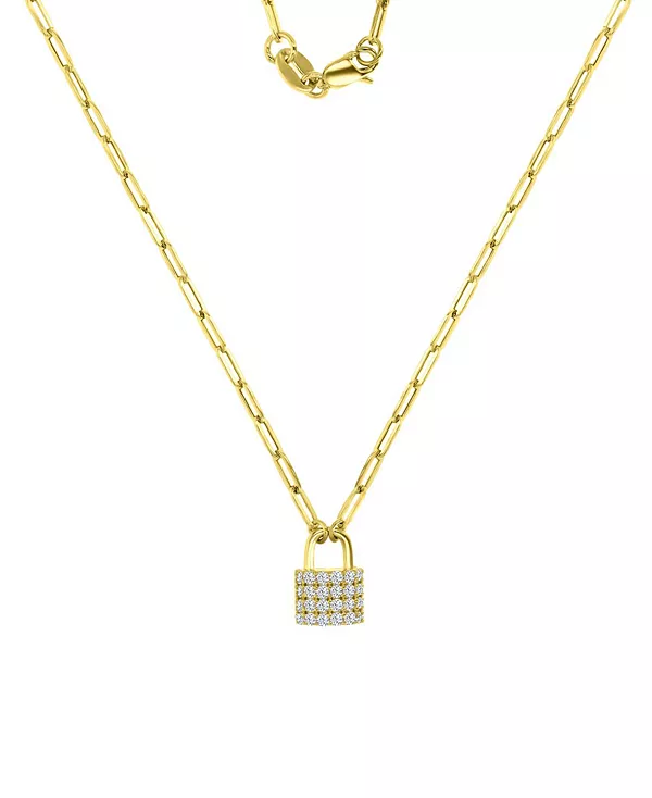 

Ожерелье с подвеской в виде замка-скрепки с кубическим цирконием, 18 дюймов, из 10-каратного золота Macy'S, gold