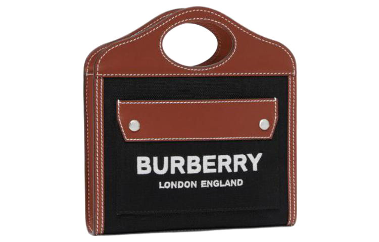 Сумка через плечо с кожаным карманом мини женская черная Burberry — фото 2