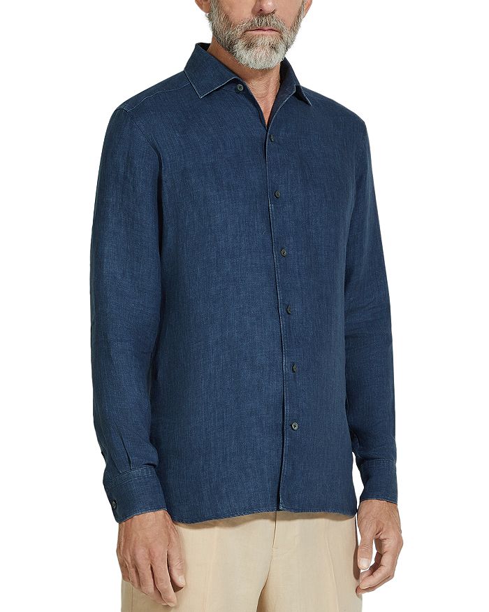 

Рубашка из льна Oasi Lino Regular Fit ZEGNA, синий