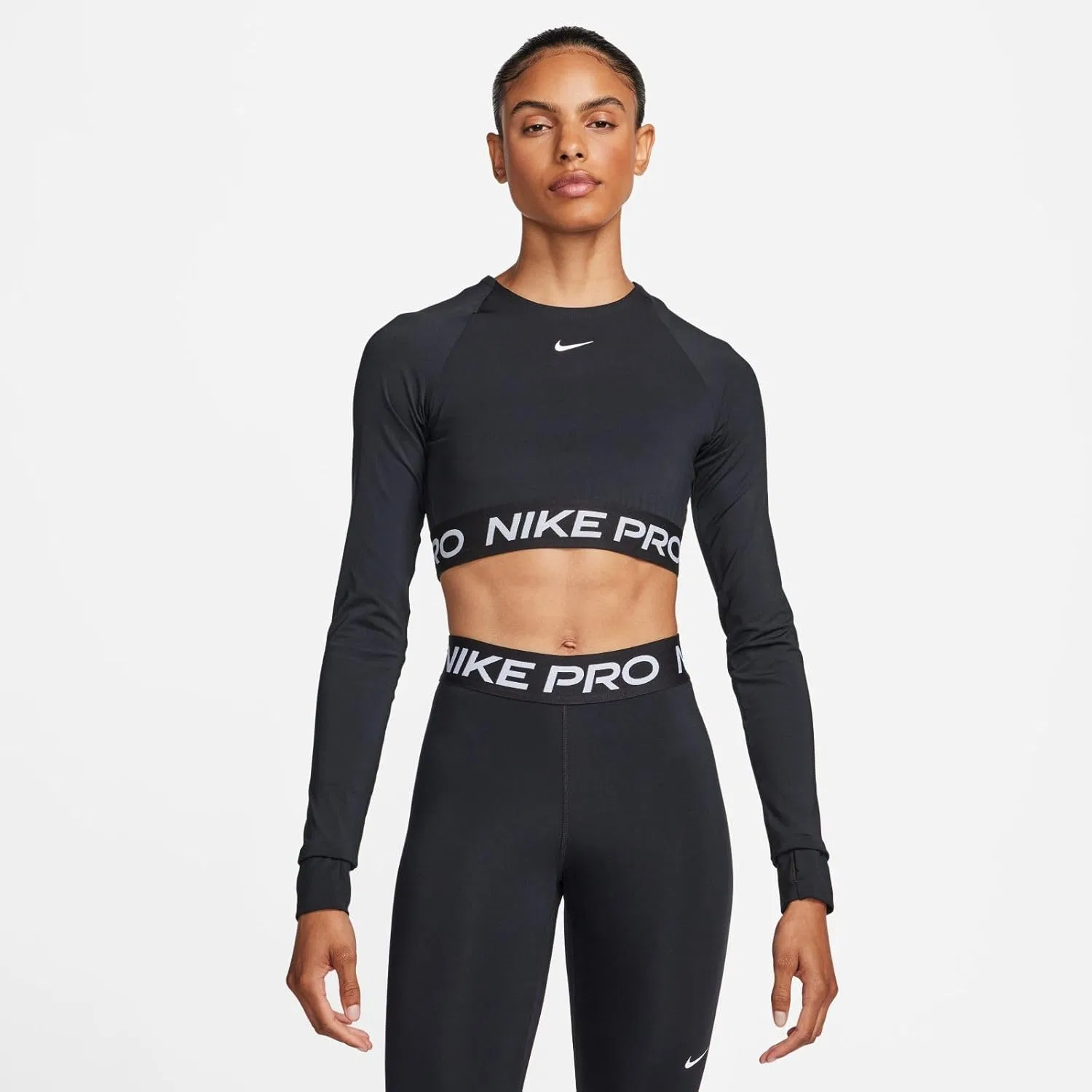 Топ для активного отдыха, женский, Nike Pro Dri-FIT, черно-белый — фото 2