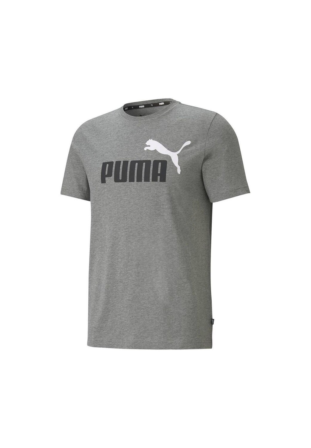 

Мужская футболка — ESS+ Essentials 2 Col Logo Tee, круглый вырез, короткий рукав, однотонная PUMA, серый