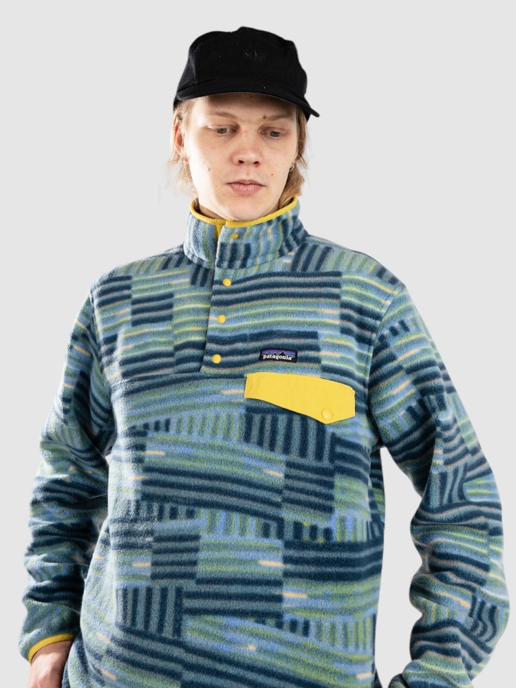 Флисовый пуловер Patagonia LW Synch Snap-T Half-Zip Fleece Pullover, quilty fitz/wetland blue — фото 4