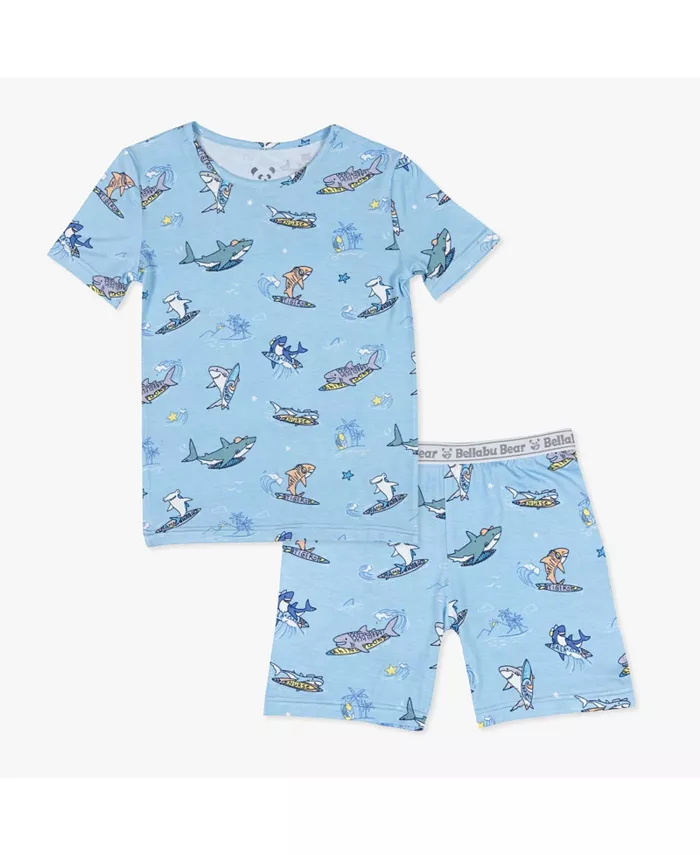 

Детский пижамный комплект Shark School из двух предметов: короткий рукав и шорты Bellabu Bear, синий