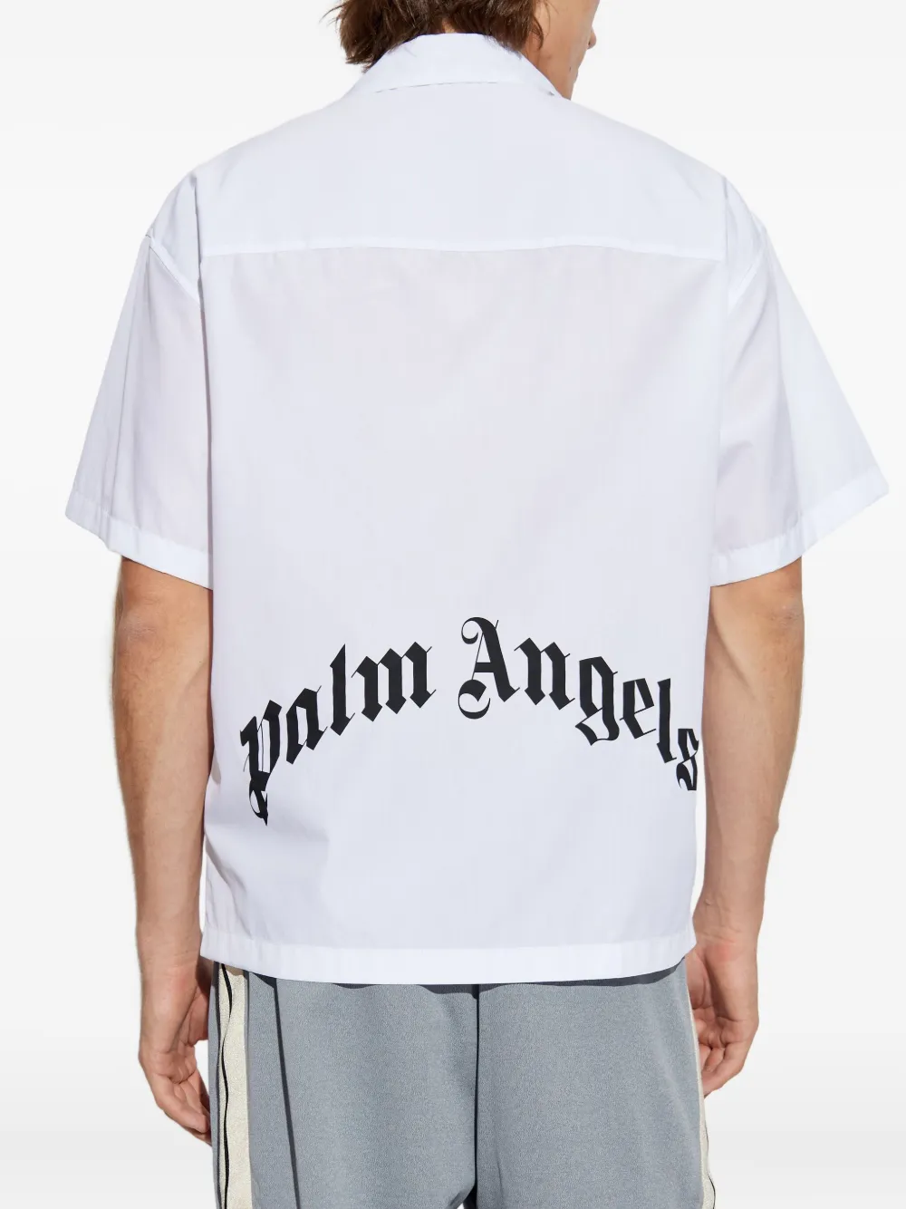 Рубашка с короткими рукавами и карманом Palm Angels, белый — фото 4