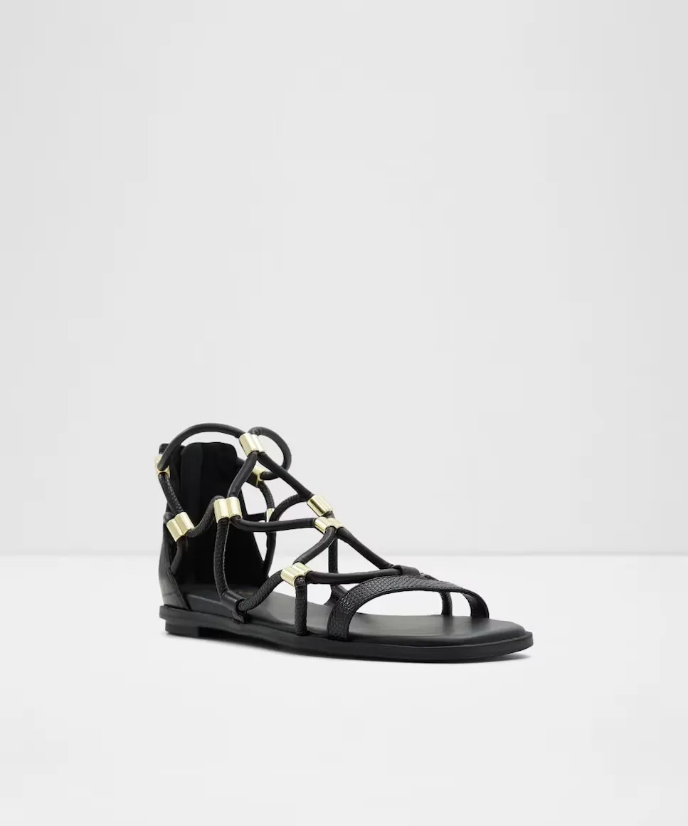 Женские сандалии на плоской подошве с квадратным носком Aldo, черный — фото 4