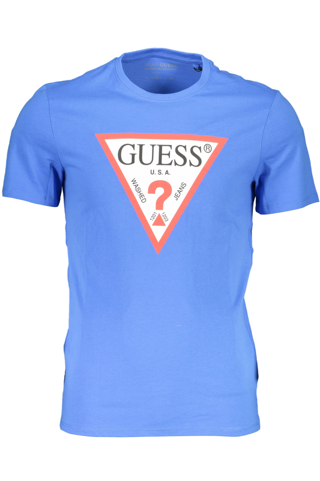 

Мужская футболка Guess Jeans хлопковая с контрастным принтом, синий