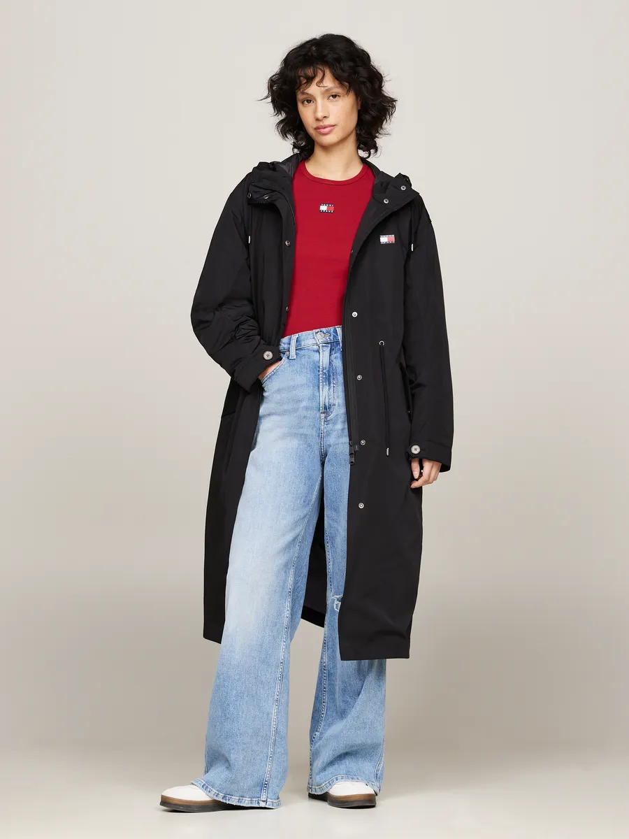 

Тренч Tommy Jeans "TJW 2 IN 1 TECHNICAL COAT" с логотипом, черный