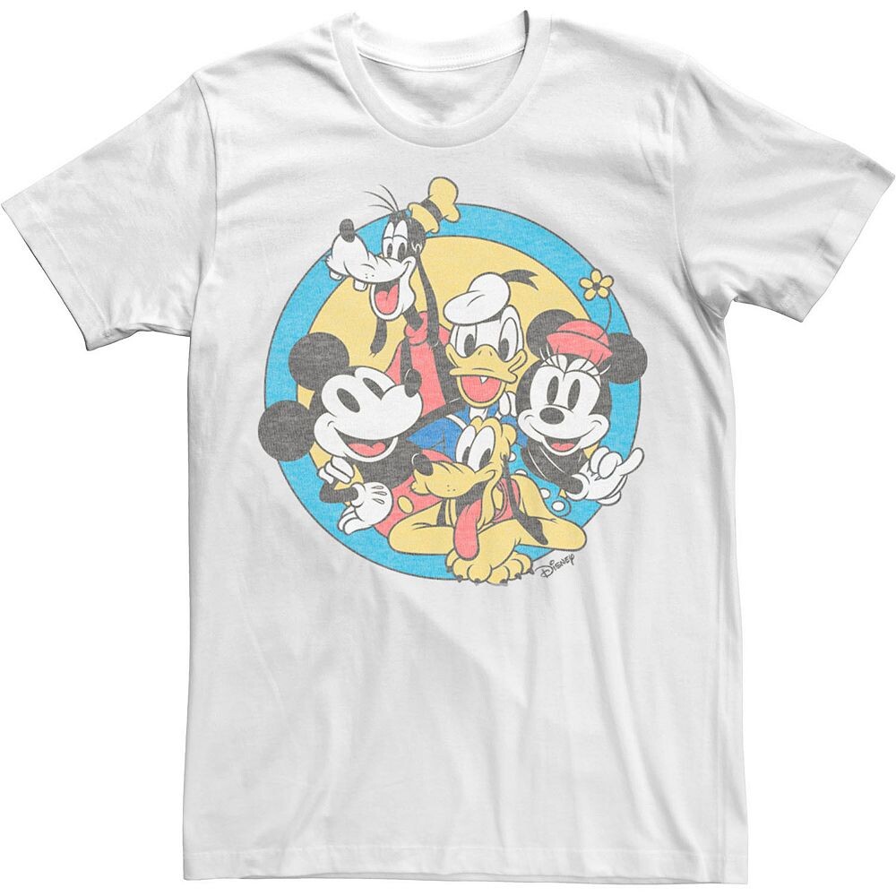 

Мужская футболка Disney's Mickey & Friends в стиле ретро с групповым снимком Licensed Character, белый