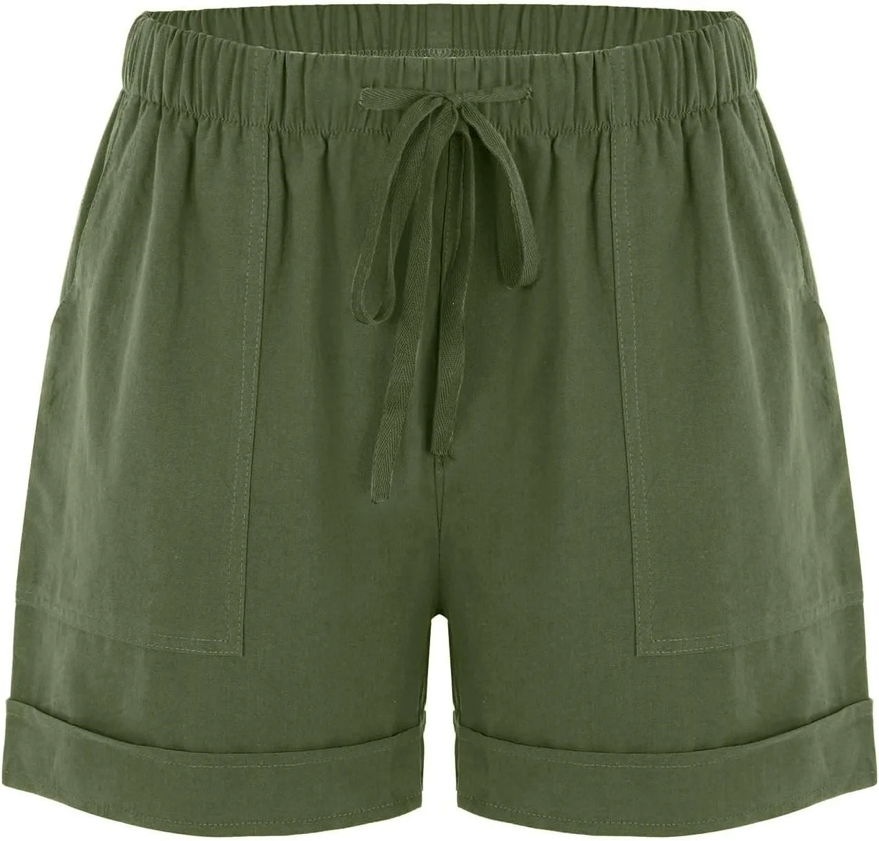 Женские летние шорты Casual Cotton Linen для бега и тренировок с карманами — фото 3