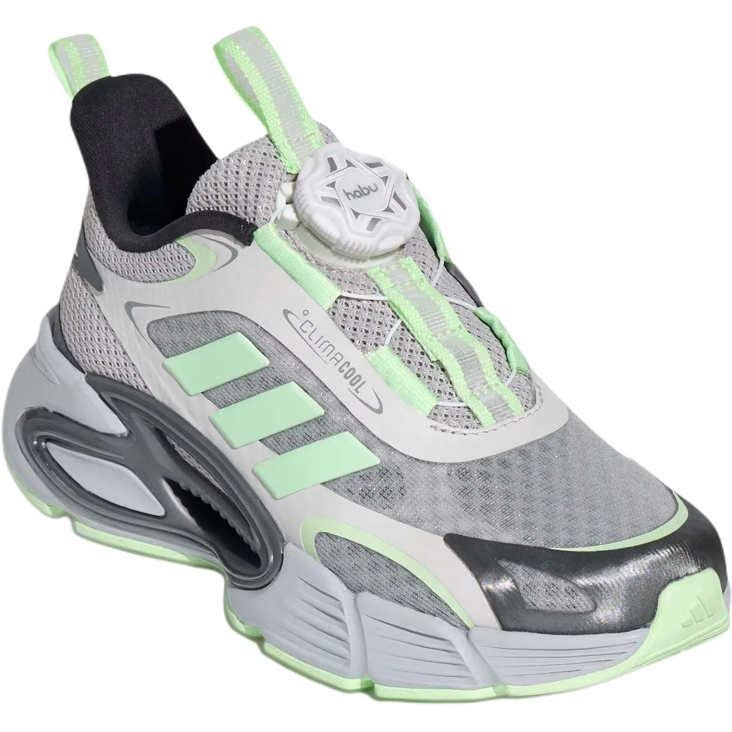 Кроссовки для бега Climacool Slip Resistant, Abrasion Resistant, Rebound Low top серо-зеленые детские Adidas, Gray Green — фото 4