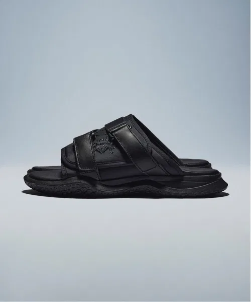 Унисекс кожаные сандалии Onitsuka Tiger OHBORI SLIDER 2.0 чёрные