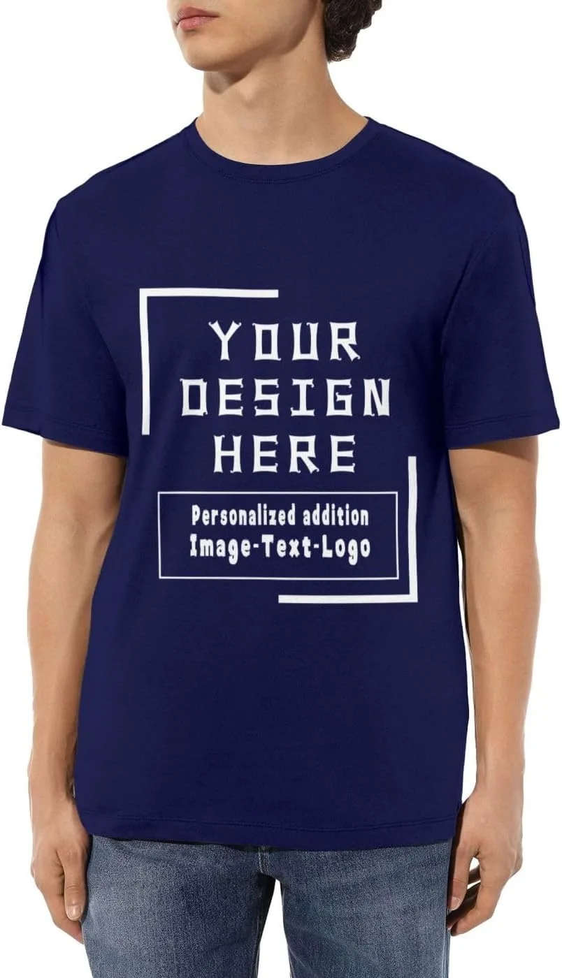 

Футболка мужская Custom T Shirts, 223g, Pure Cotton, Round Neck, Navy Blue, Small