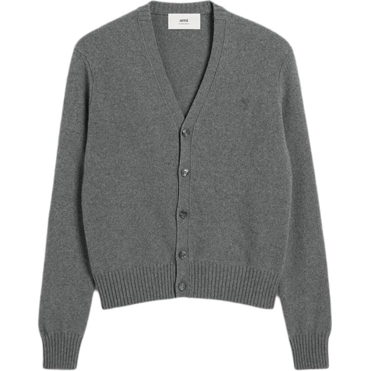 

Кардиган с вышитым логотипом Paris и v-образным вырезом AMIPARIS, светло-серый