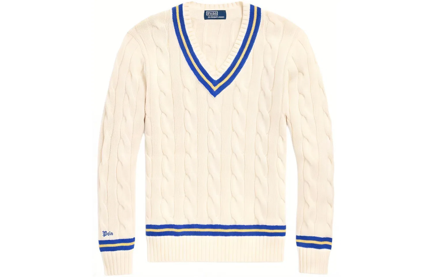 Джемпер из хлопковой смеси с вязкой "коса" Polo Ralph Lauren, White