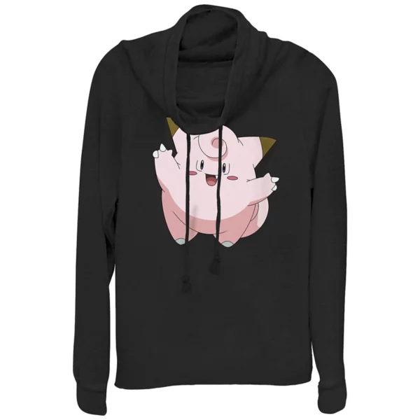 

Футболка с принтом покемонов "Happy Big Hook Clefairy" с воротником-стойкой и длинными рукавами, легкая, для юниоров Licensed Character, черный