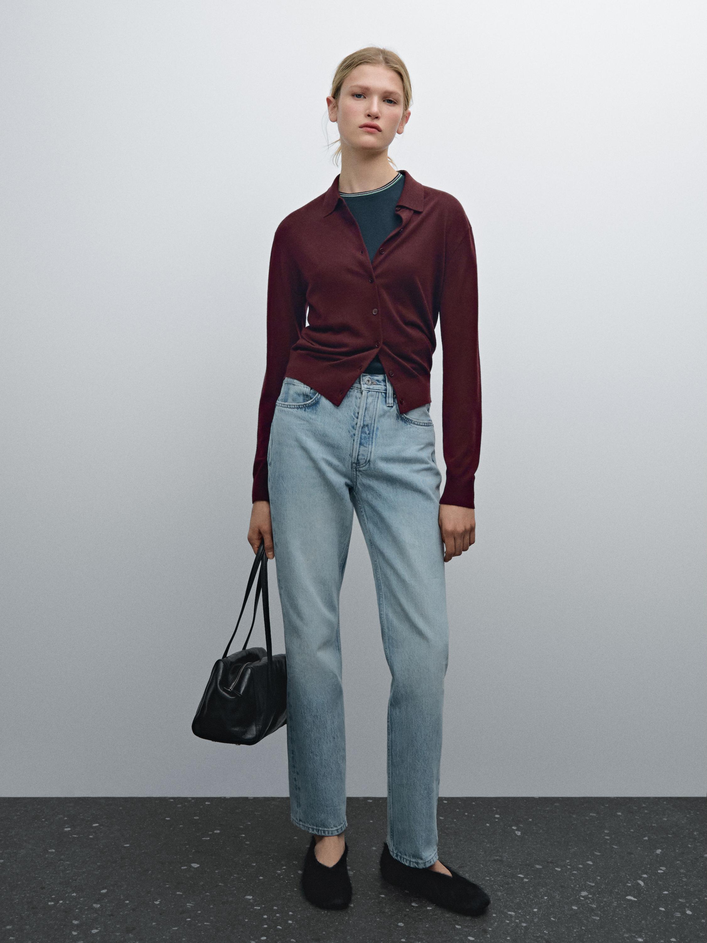 

Кардиган из 100% шерсти Massimo Dutti, бордовый