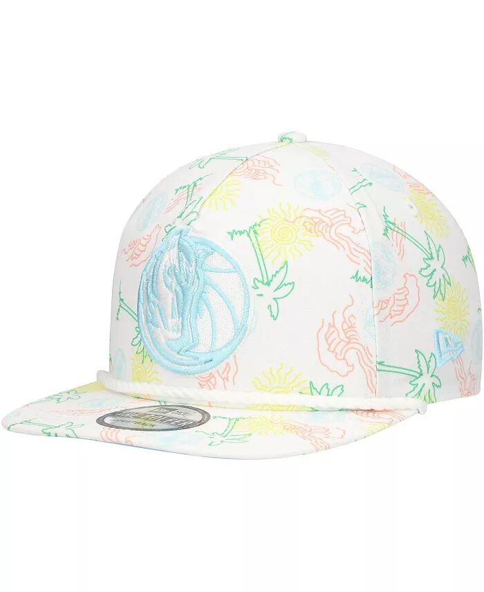 

Мужская белая регулируемая кепка гольфиста Dallas Mavericks Palm Trees and Waves New Era