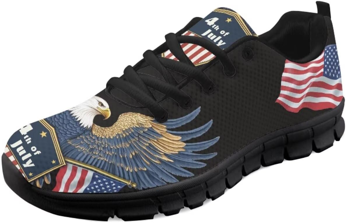 

Кроссовки с американским флагом для женщин, беговые и теннисные обувь, легкие спортивные трейловые кроссовки, мужские кроссовки ко Дню независимости США Getelinseng, American Flag Bold Eagle 4th of July