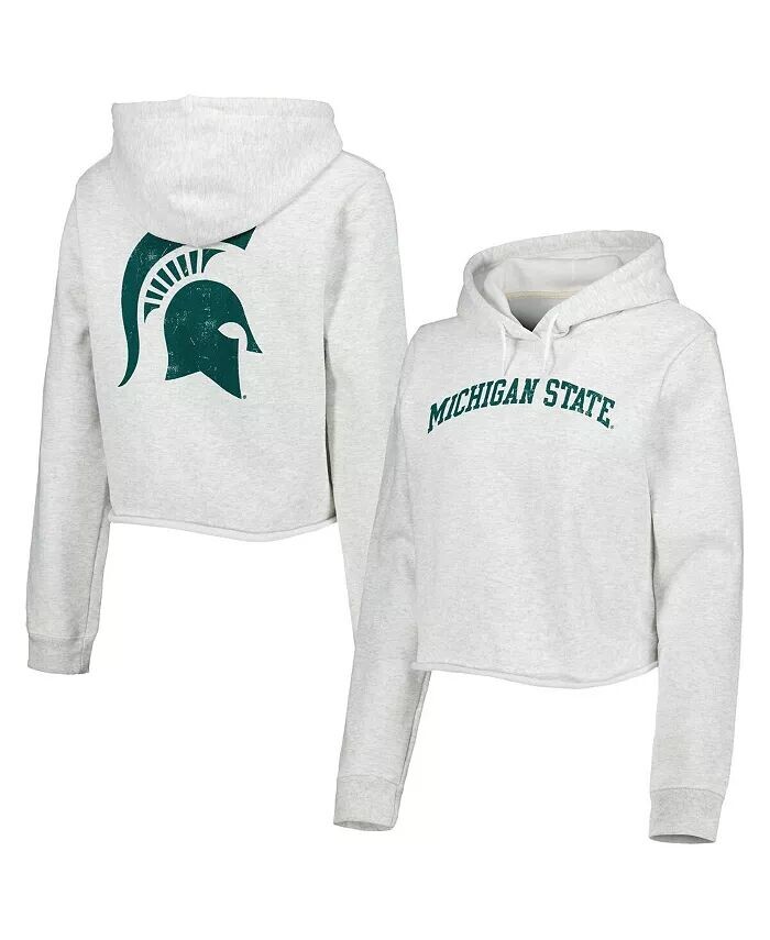 

Женский укороченный пуловер с капюшоном Ash Michigan State Spartans 2-Hit 1636 League Collegiate Wear
