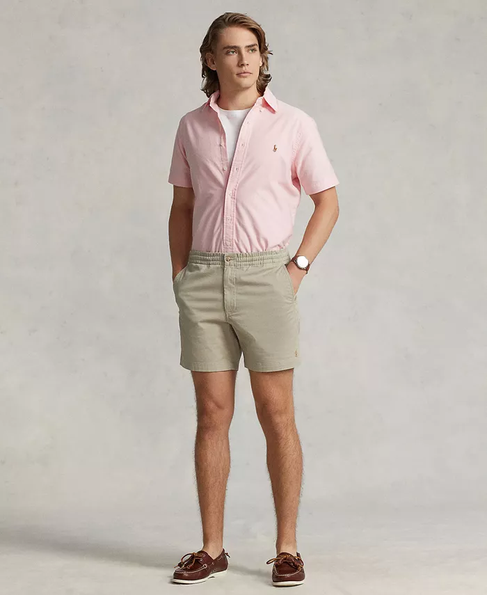 Мужская классическая короткорукавная рубашка Oxford Polo Ralph Lauren, розовый — фото 4