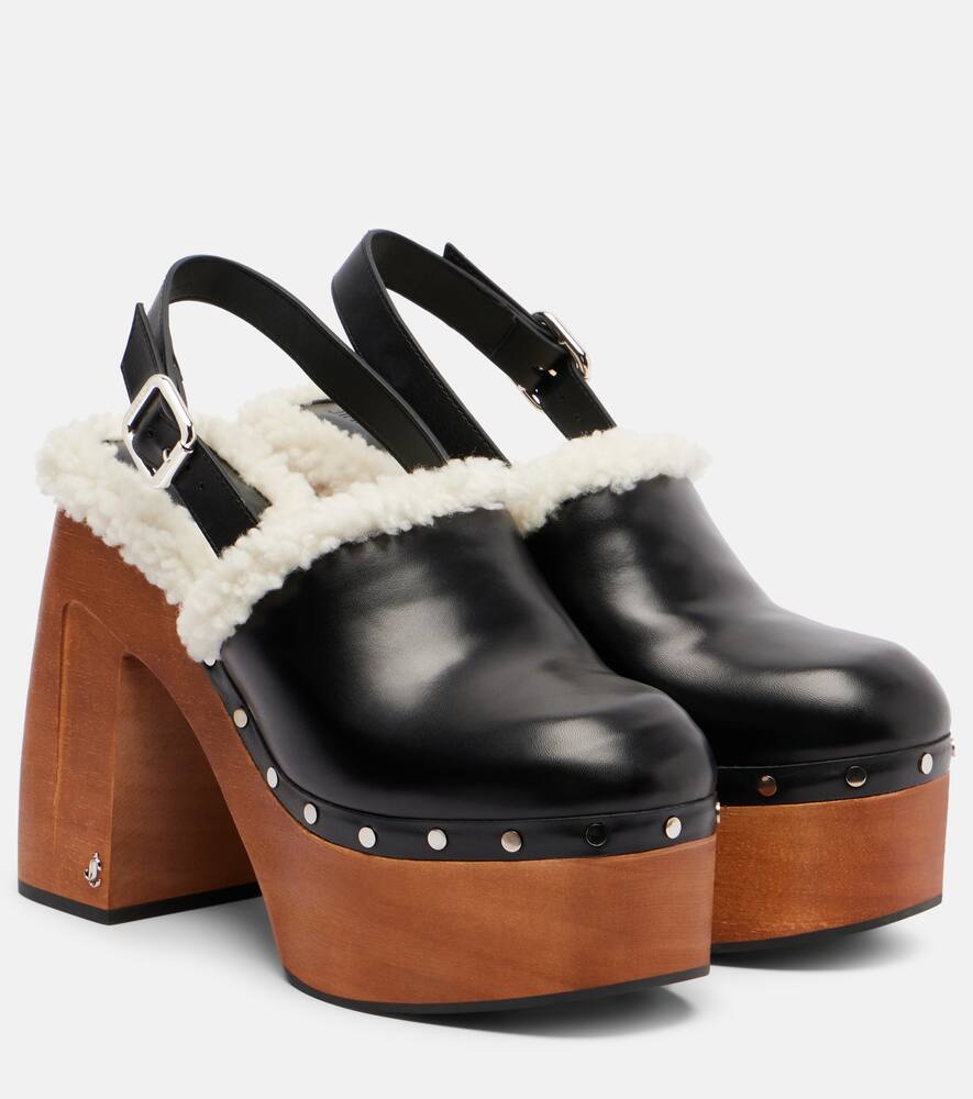 Alida 135 кожаные платформенные клоги Jimmy Choo, Black/Natural