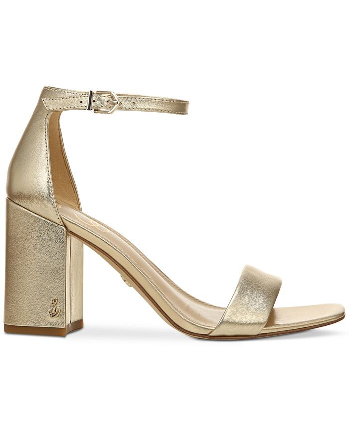 Женские босоножки Daniella из двух частей на блочном каблуке Sam Edelman, золото — фото 2