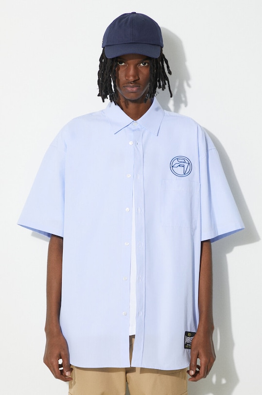 

Хлопковая рубашка Emblem Striped с коротким рукавом Ambush, синий