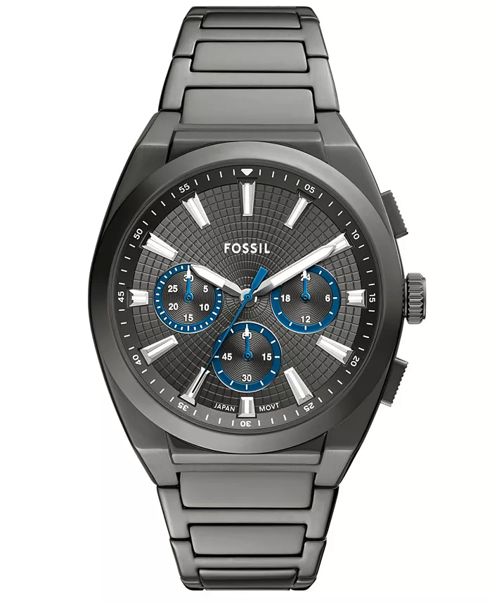 

Мужские часы Everett Chronograph Smoke с корпусом из нержавеющей стали, 44 мм Fossil