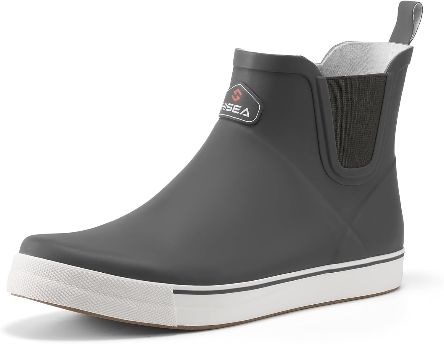 

Мужские ботинки HISEA на палубу, короткие дождевые ботинки, водонепроницаемые резиновые для рыбалки в соленой воде, для парусного спорта, серый