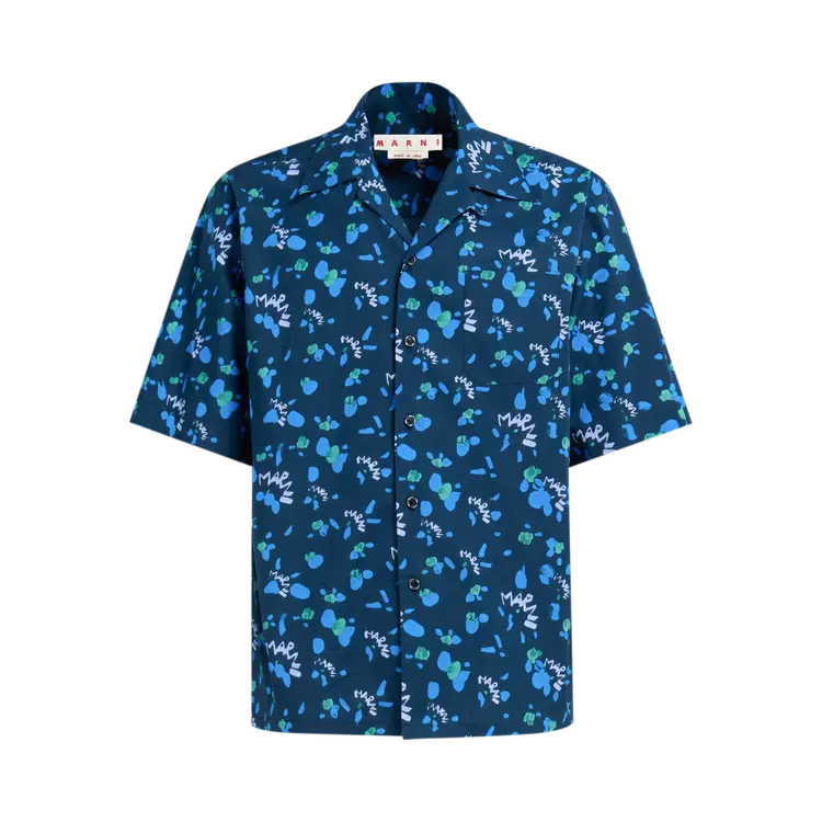

Рубашка Marni Boxy Fit Popeline Bowling 'Ink', черный