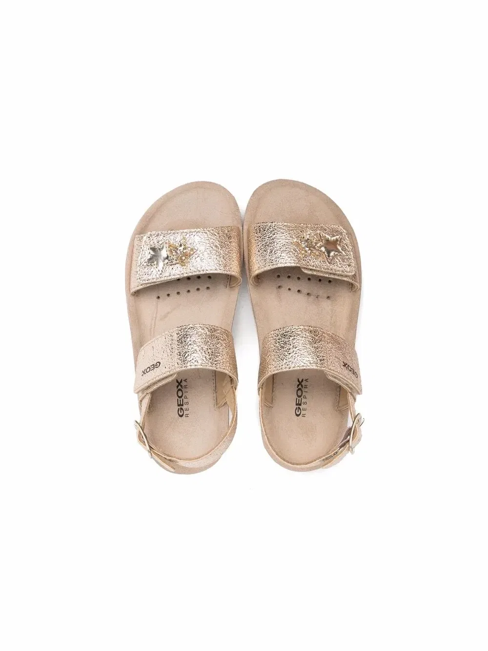 Сандалии на липучках с блестками Geox Kids, золотой — фото 3