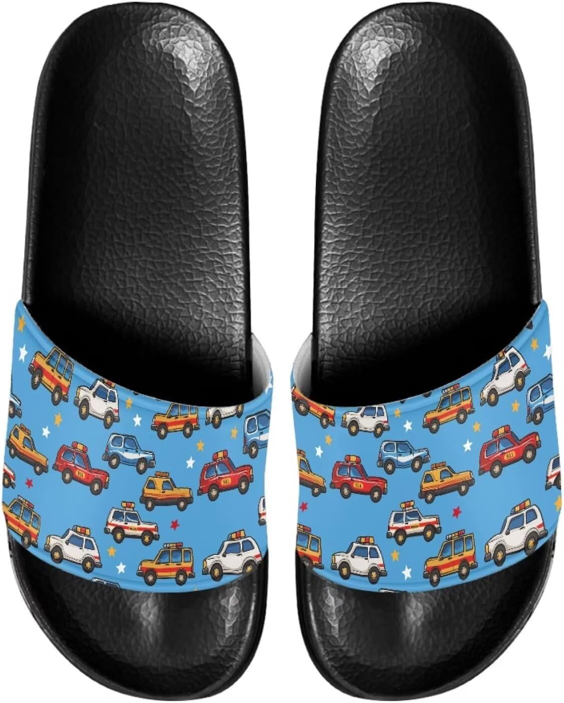 

Мужские шлепанцы для душа Kathyboom, пляжные летние сандалии, открытый носок, нескользящие, на плоской подошве, домашние тапочки, Car