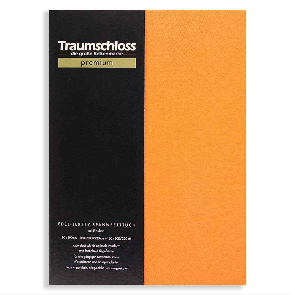

Простыня Traumschloss premium из благородного джерси 90-120 x 200-220 см мандариновая 165 г/м², 95 % чесаный хлопок Mako, 5 % эластан