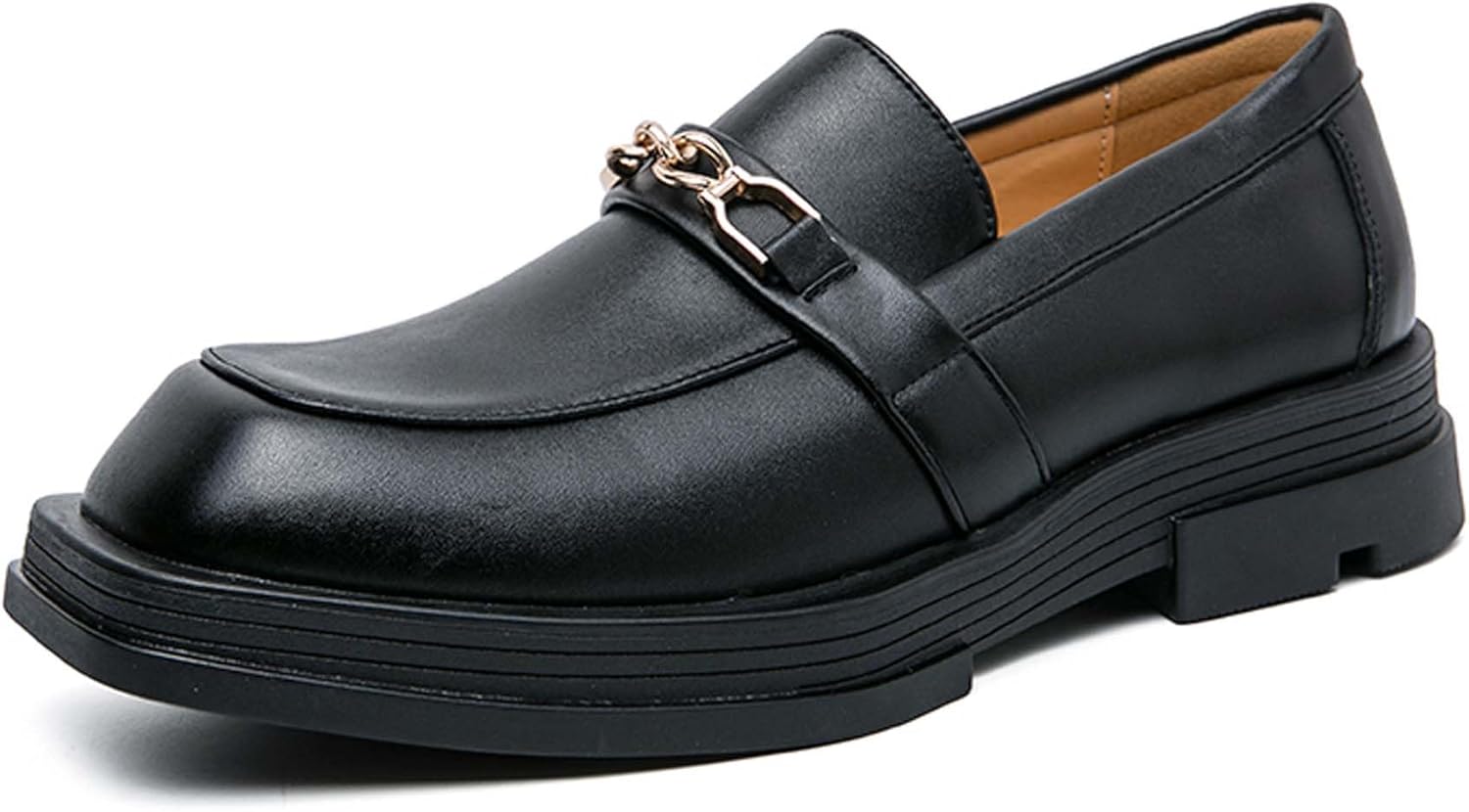 

Мужские лоферы Penny модные с квадратным носком для бизнеса и отдыха, противоскользящие туфли для прогулок, работы, офиса, банкетов, свадеб, формальной одежды, кожаные туфли Generic, черный