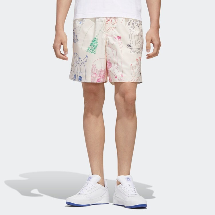 Повседневные шорты мужские светло-рисово-белые Adidas Originals, белый — фото 3