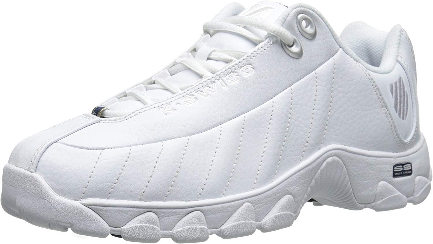 

Мужские кроссовки K-Swiss ST329 CMF, широкие теннисные кроссовки для мужчин, прогулочная обувь с кожаным верхом, белый/черный/серебристый