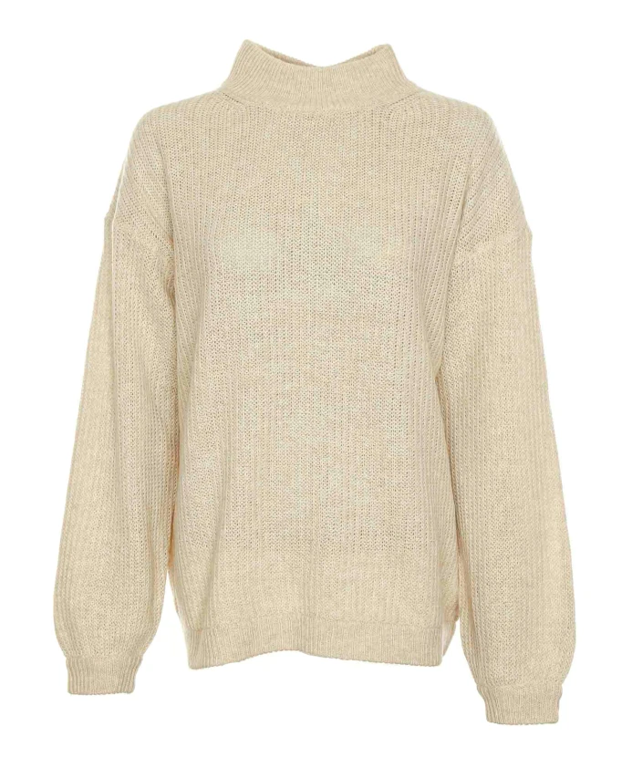 

Уютный вязаный свитер со стойкой. American Vintage, бежевый