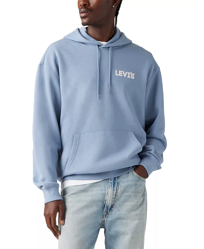 

Мужская худи свободного кроя с длинным рукавом и логотипом Levi's, синий