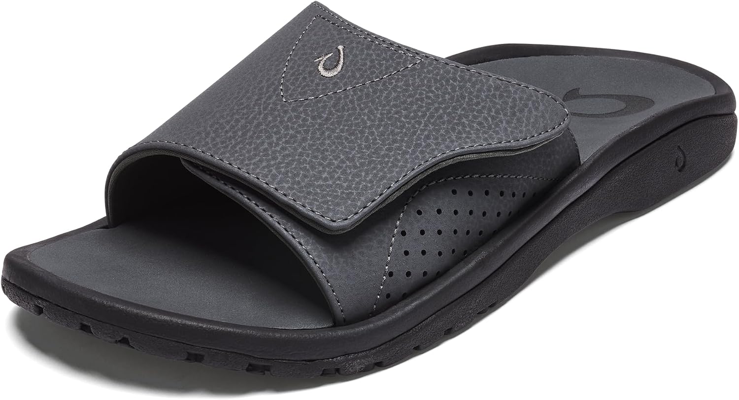 

Мужские сандалии слайд OLUKAI Nalu Slide, водостойкие, с регулируемыми ремешками, легкие и прочные, комфорт и поддержка на весь день, Dk Shadow/Dk Shadow